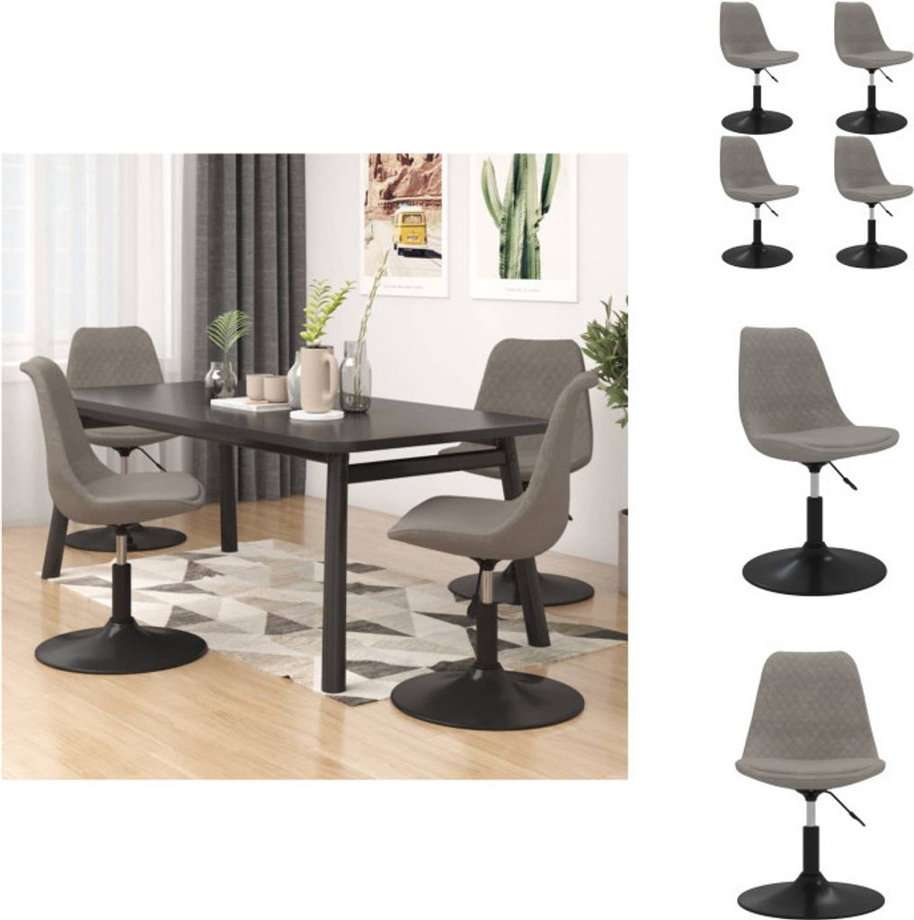 vidaXL Esszimmerstühle 4 Stk. Drehbar Hellgrau Samt - Esszimmerstühle