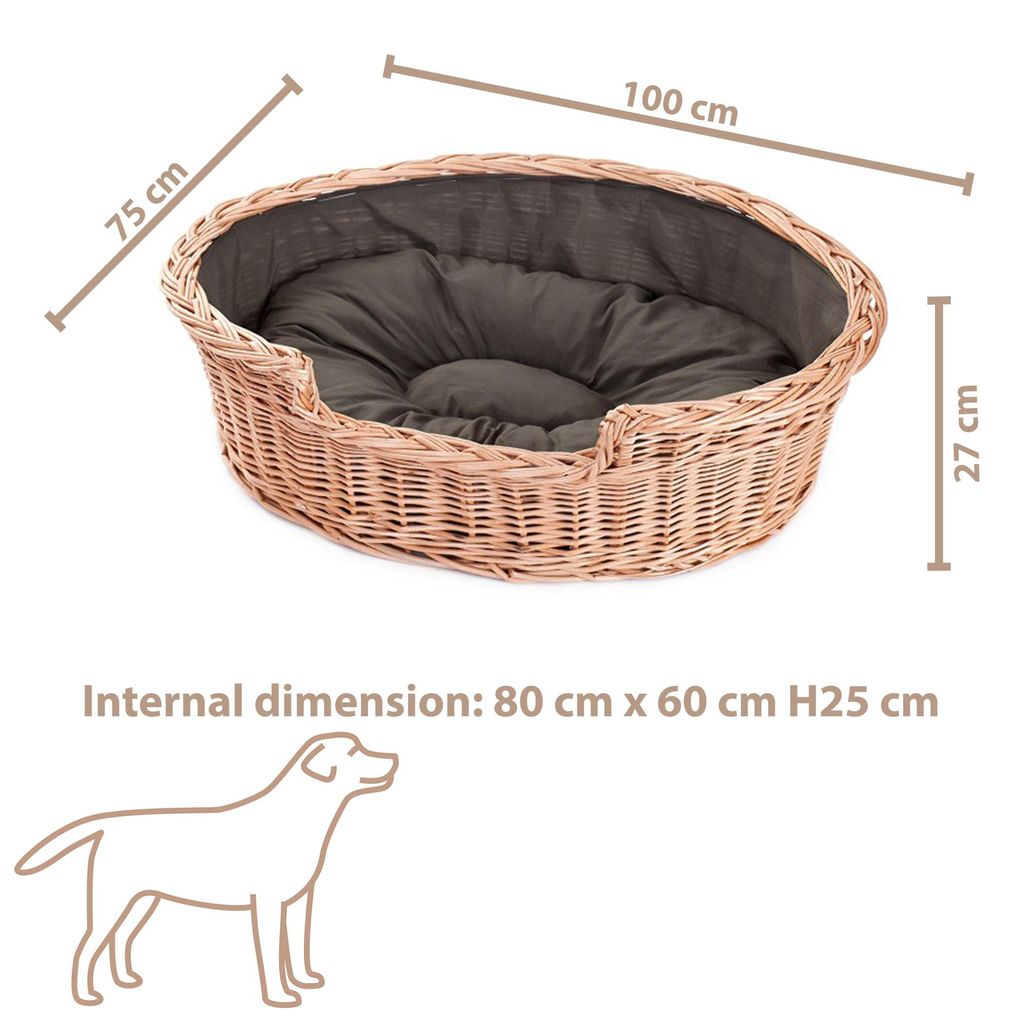 Panier pour chien en osier ovale avec un coussin 100X75 H27 Image du produit 