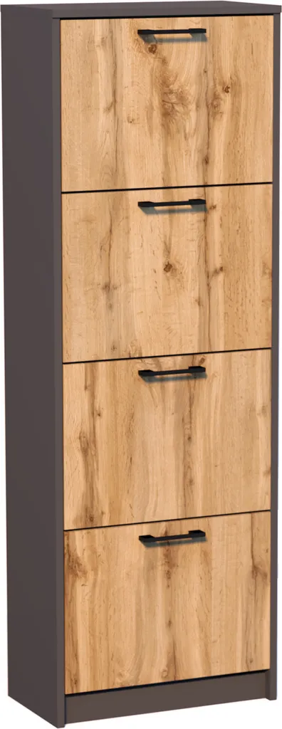 Mobile Scarpiera Alta IBOJA Grafite e Rovere Wotan Design Moderno