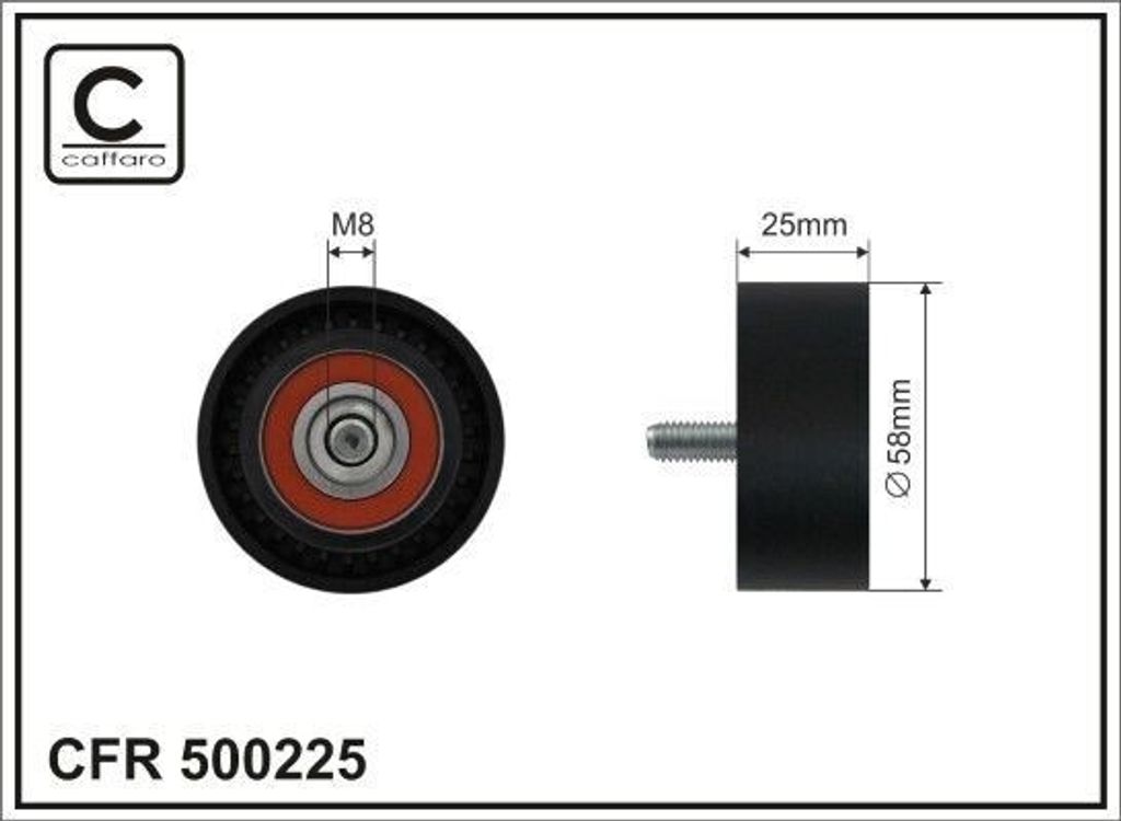 CAFFARO 500225 Umlenkrolle Keilrippenriemen 58mm passend für MERCEDES-BENZ A-Klasse (W169) B-Klasse (W245)