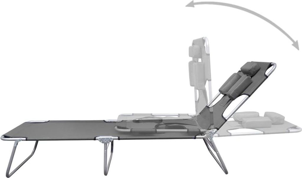 vidaXL Sonnenliege Klappbar Kopfkissen Verstellbare Rückenlehne Grau