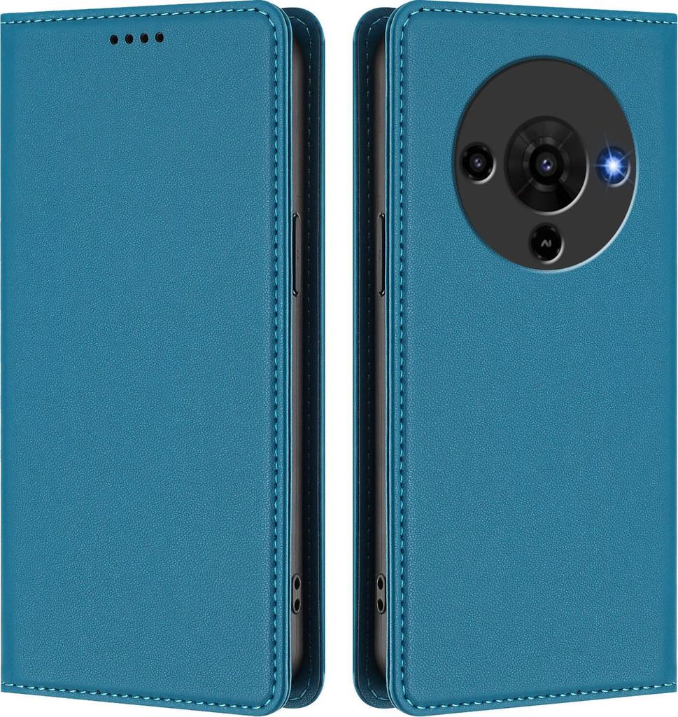 Handyhülle für ZTE Blade A76 5G, Kunstleder Klapphülle Stoßfeste Magnetische Hülle mit Ständer Blau