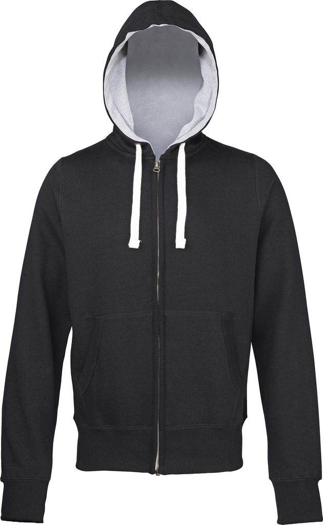 Awdis Kapuzenjacke / Kapuzenpullover mit Reißverschluss RW181 (2XLarge) (Schwarz/Grau Innen)