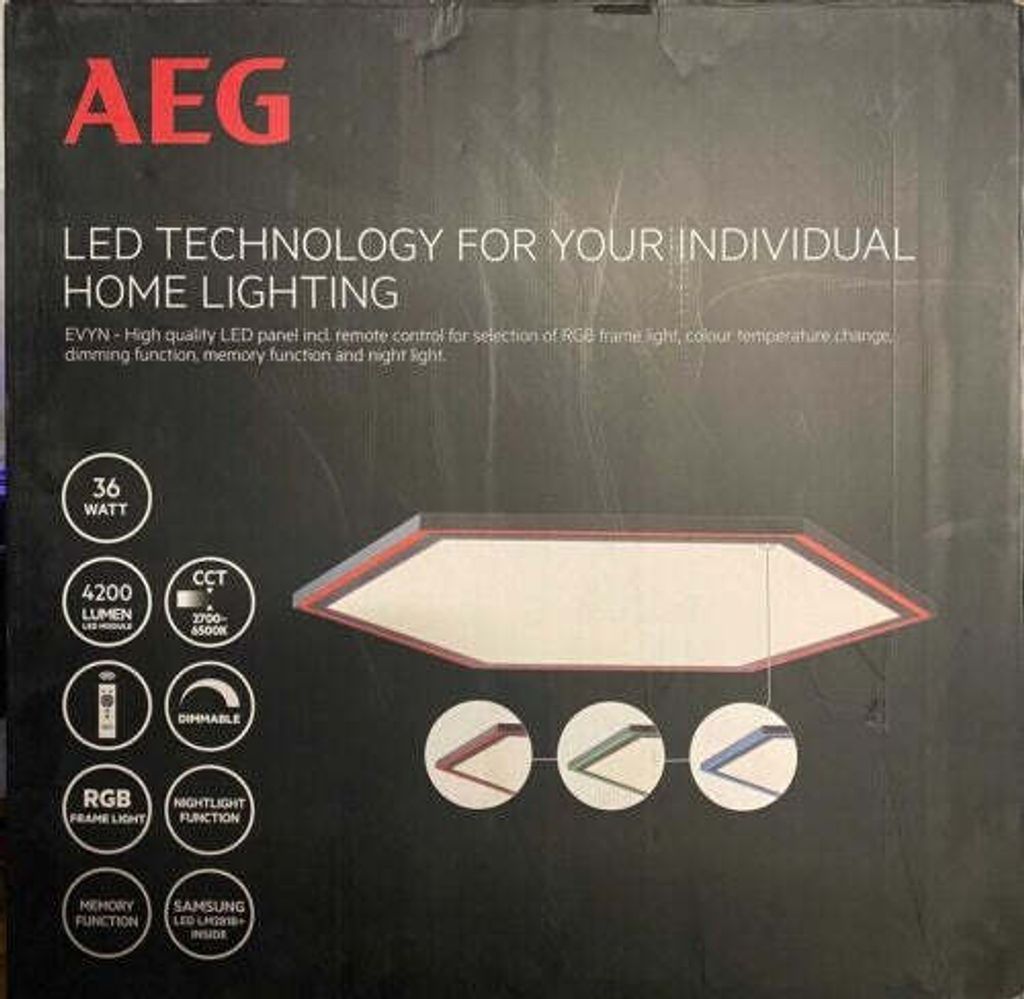 AEG AEG EVYN - LED Panel sechseckig schwarz ̃80cm CCT dimmbar Nachtlicht RGB 36W