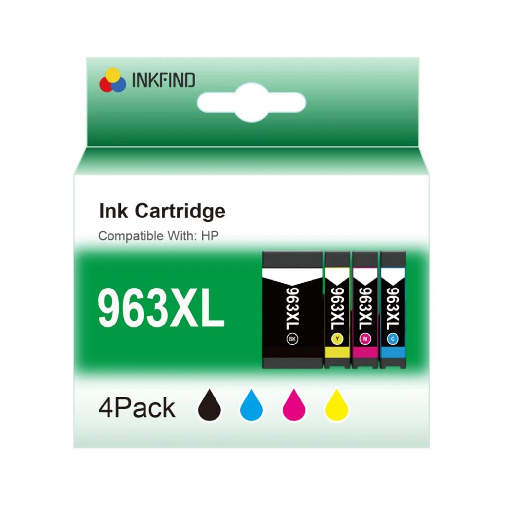 INKFIND 963XL Tinte für HP 963 HP963 HP963X HP 963XL Tintenpatronen Multipack, HP963 XL Tintenpatronen à 4 Stück (Schwarz, Cyan, Magenta, Gelb)
