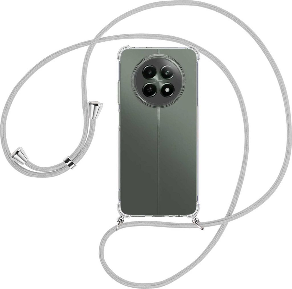 Handykette Backcover-Schutzhülle mit Band (Metall silberfarben) für Realme 12 5G / 12X 5G - silbergrau