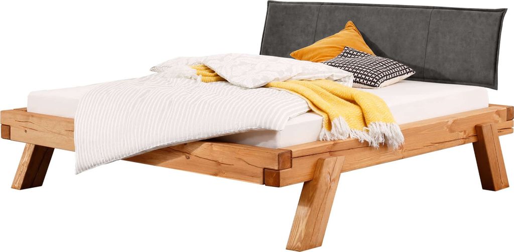 Balkenbett Massivholzbett Kiefer gebeizt geölt massiv 140 x 200 cm - BÖRJE - Die Möbelfundgrube