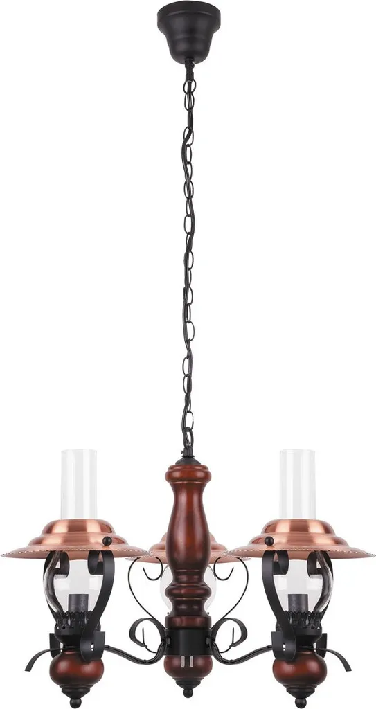 Lustre Plafonnier Rond 3 Spots Orientables Enna Bois et Noir 60 cm