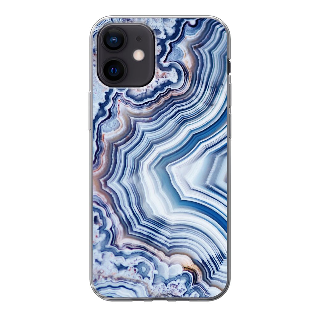 MuchoWow Handyhülle Schutzhülle Hülle für iPhone 12 Natursteine - Abstrakt - Chic Silikon Softcase Handy Hülle - Schutzhülle