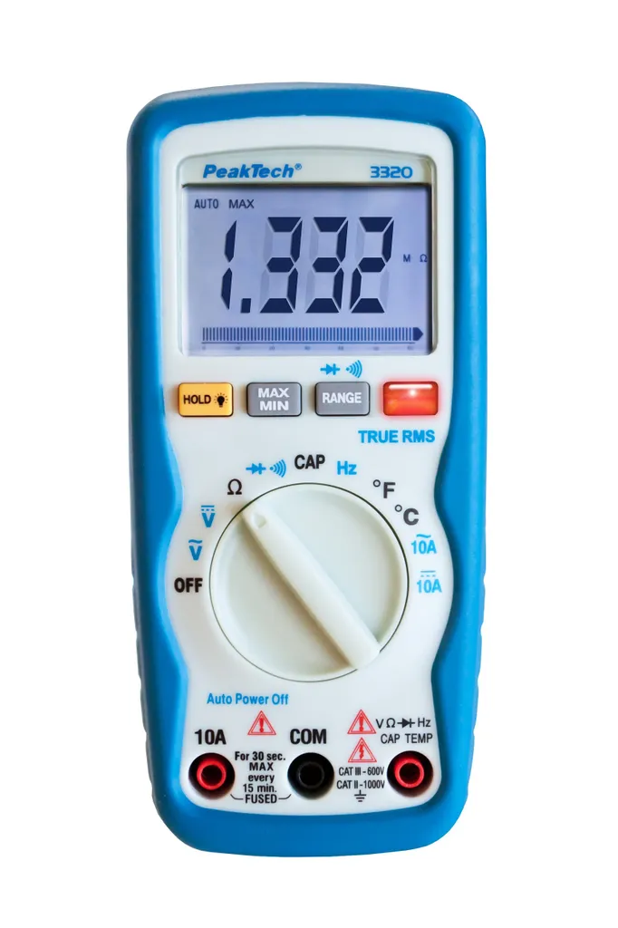 Testeur électrique multimètre digital 600V TRMS PeakTech 3320 10A LCD - 2