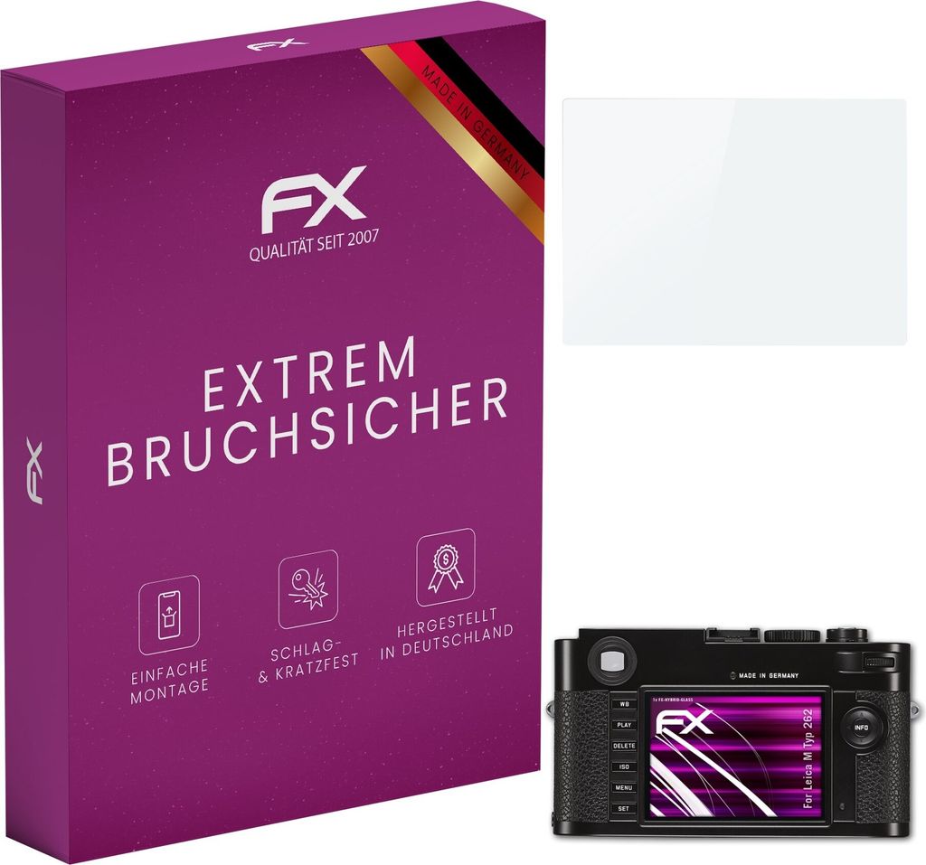 atFoliX FX-Hybrid-Glass Displayfolie kompatibel mit Leica M (Typ 262) Glasfolie