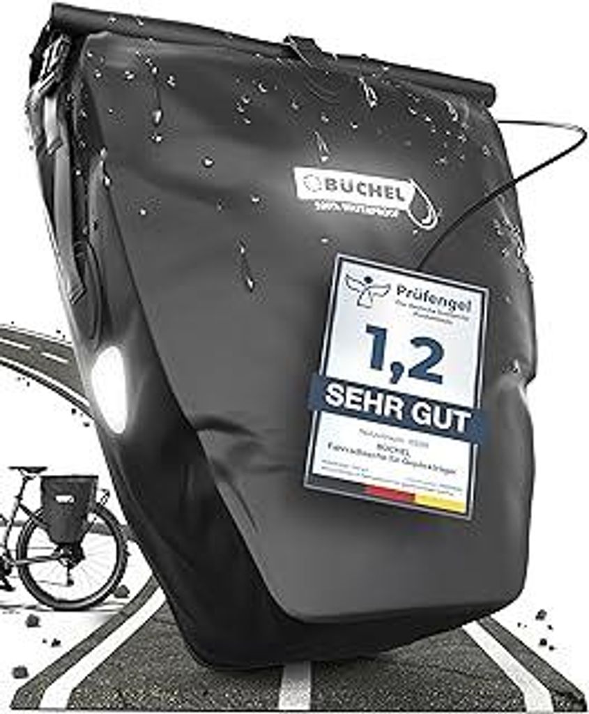 Büchel Fahrradtasche für Gepäckträger I 100% Wasserdicht I mit Tragegriff und Schultergurt I fahrradtasche gepäckträger, gepäckträgertasche...