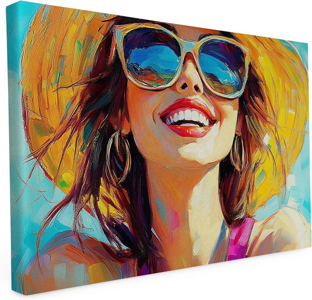 Keilrahmen bedruckt - Frau - Pop Art - Sommer - Sonne - 20x30 cm - Wandbild auf Künstler Leinwand – matter hochwertiger Kunstdruck - 2cm Holzrahmen