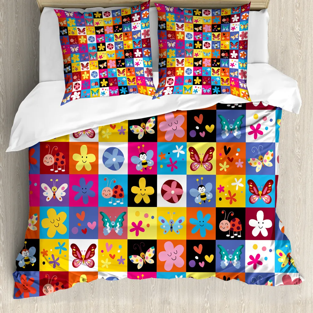 Set Letto ABAKUHAUS Astratto Api e Fiori 200x200 Multicolore