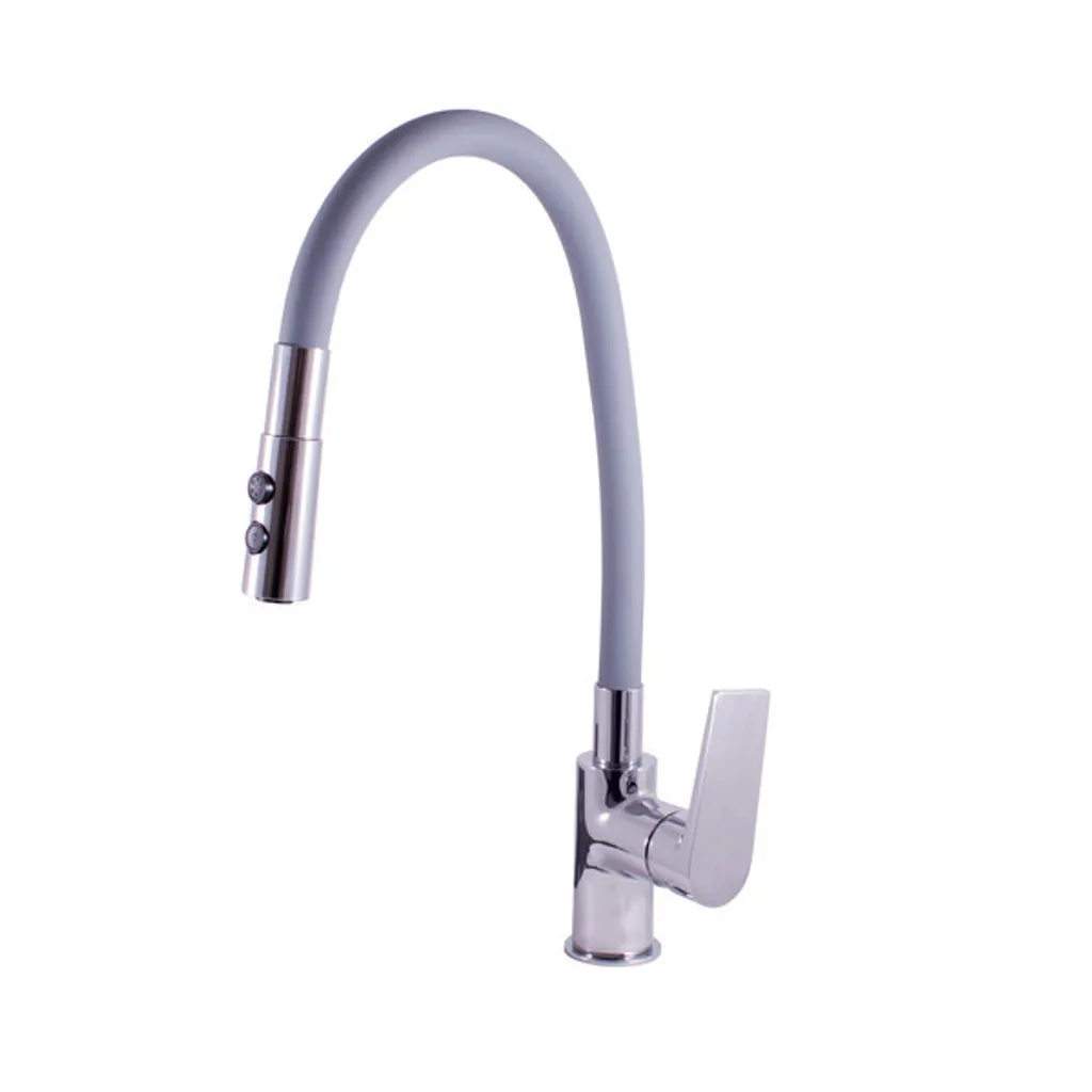 Robinet de cuisine avec douchette extractible et bec noir flexible 3/8''