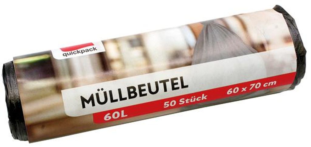 Müllbeutel 60 Liter, 50 Stk. auf Rolle, grau / Produktbild 