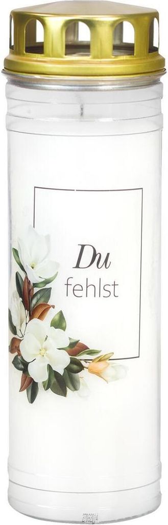 Ewiglicht mit Deckel Magnolie, Motiv "Du fehlst" Produktbild 