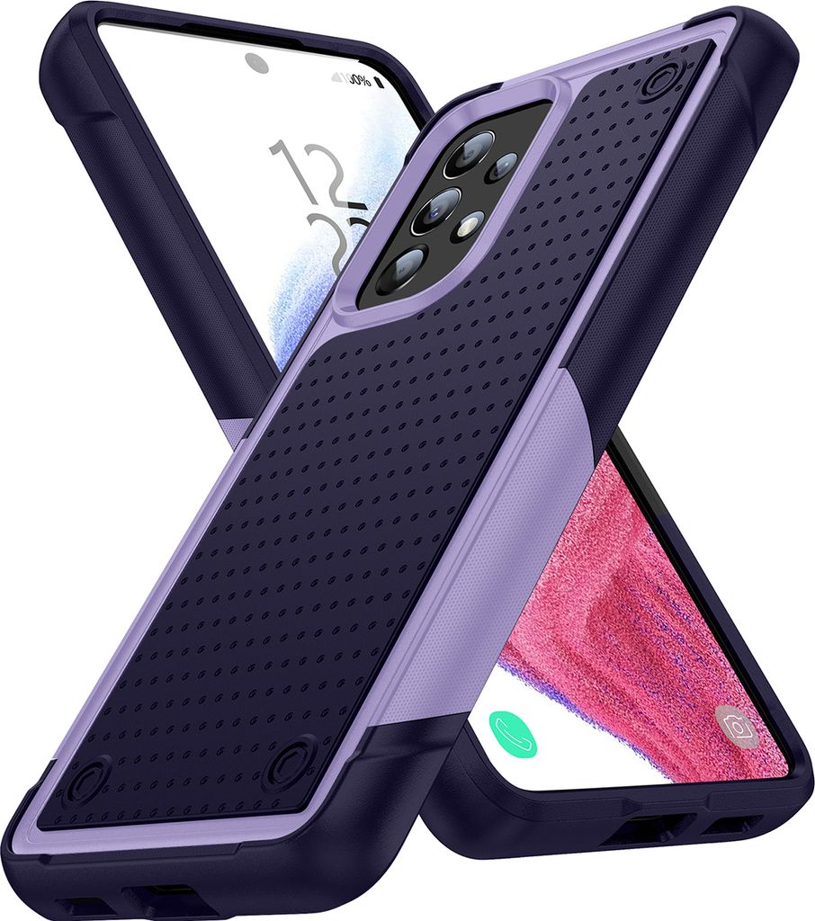 Für Samsung Galaxy A73 5G Hülle Militärqualität Stoßfest Hybrid 2 in 1 Hart PC Weich TPU Handyhülle Lila Blau