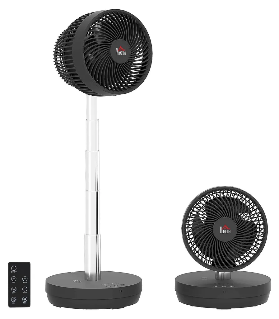 Ventilateur de Bureau Rechargeable pour Télétravail avec 10 Vitesses Noir