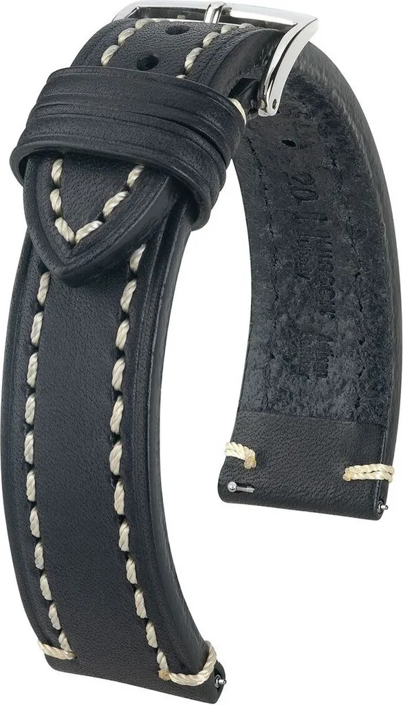 Remplacer bracelet montre usé par Hirsch Liberty Noir 20mm cuir durable