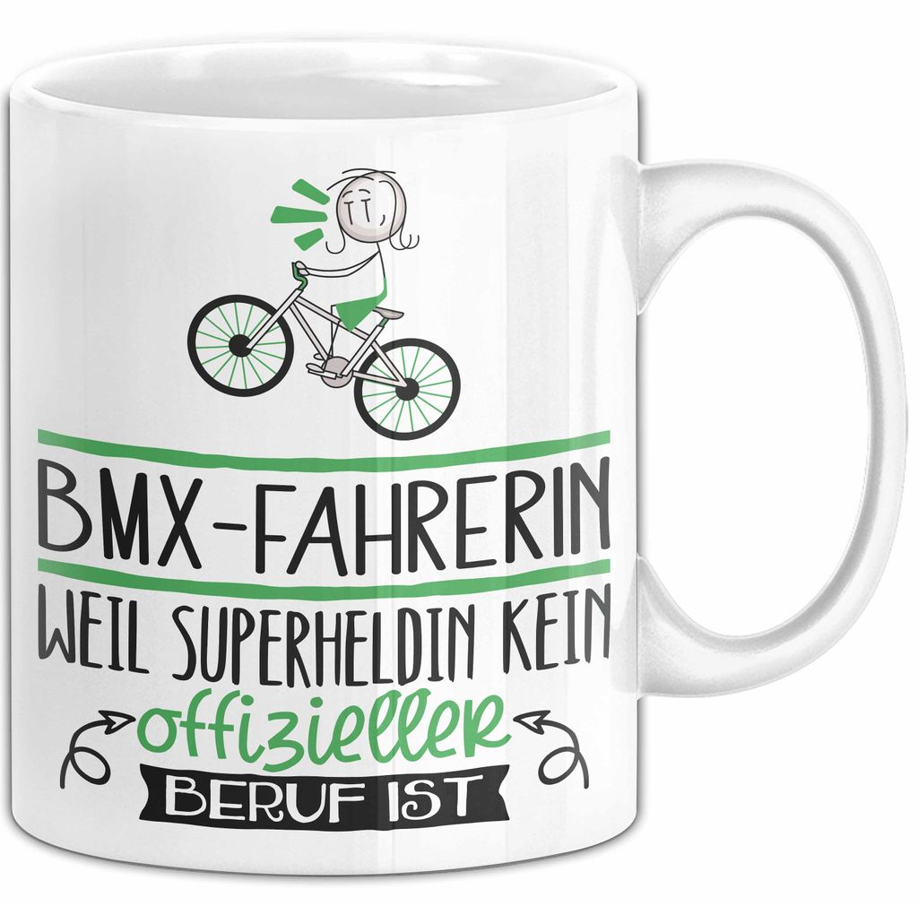 BMX-Fahrerin Geschenk Tasse Lustiger Spruch BMX-Fahrerin Weil Superheldin Kein Offizieller Beruf Ist Geschenkidee (Weiß)