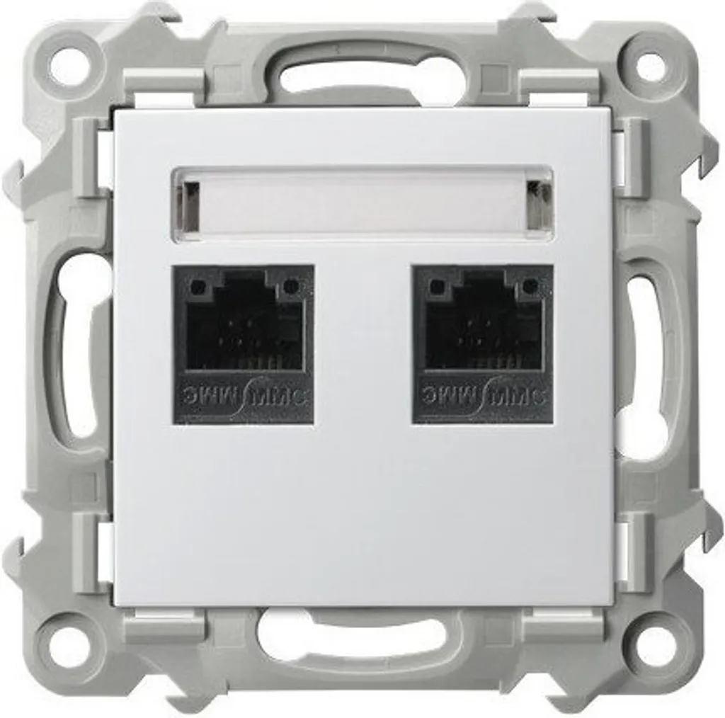 Prise RJ45 double Catégorie 5e Ospel SZAFIR Blanc pour Réseau Ethernet