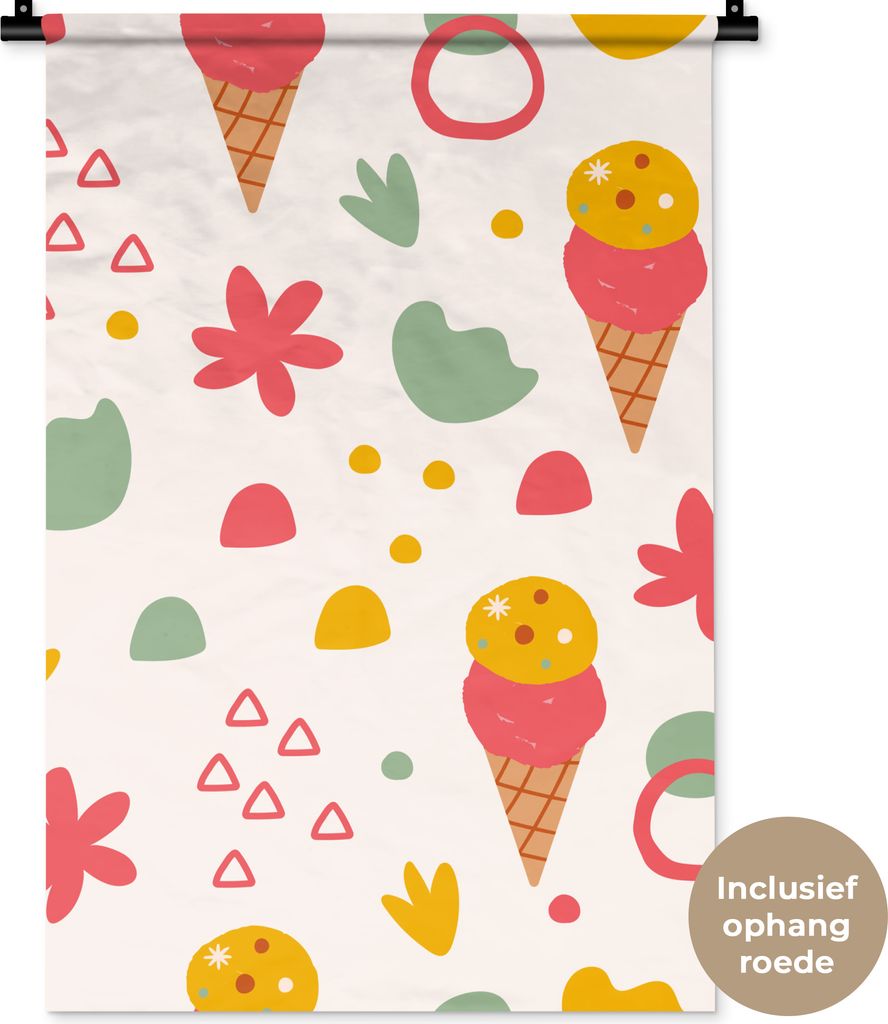 MuchoWow Wandteppich Wandbehang Eiscreme - Sommer - Design 60x90 cm Tapisserie Dekoration Wandtuch - Foto-Teppich - Abwaschbar