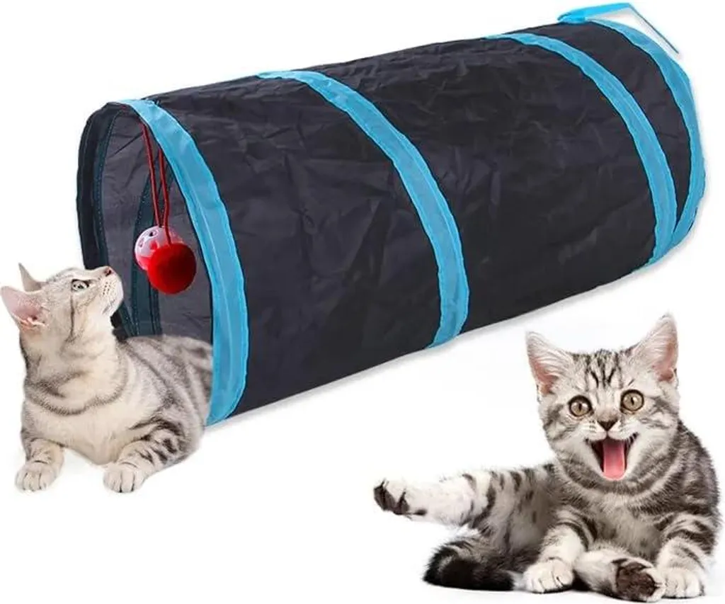 Tunnel interactif pour chat avec ouverture rabattable et double entrée