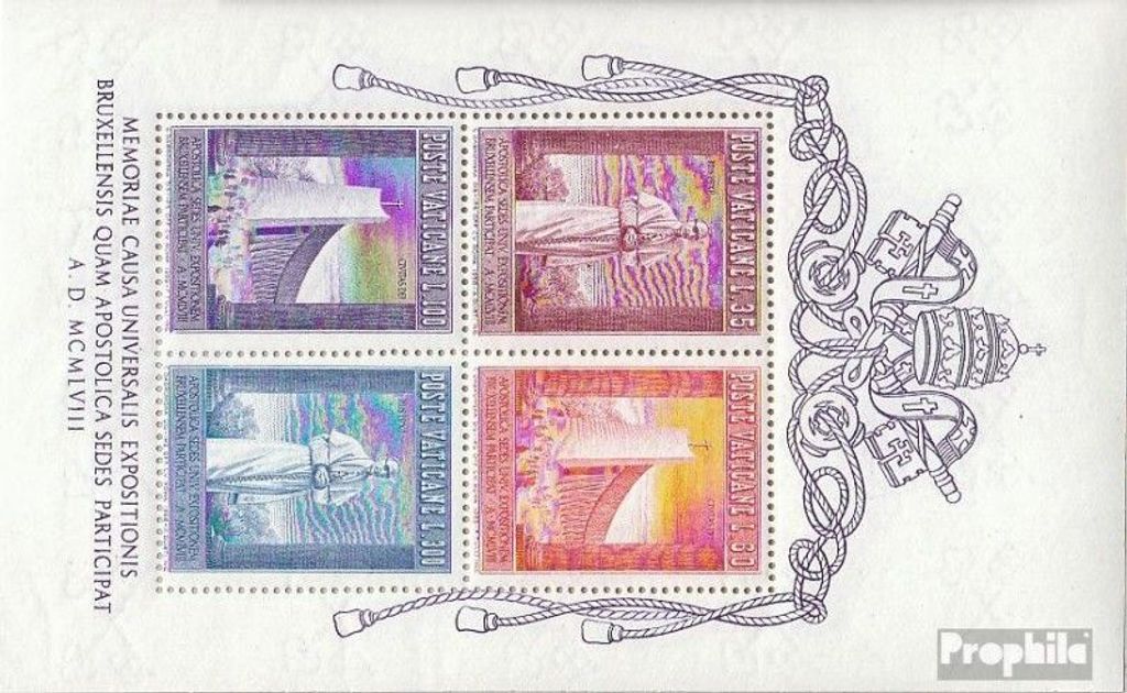 Briefmarken Vatikanstadt 1958 Mi Block2 (kompl.Ausg.) postfrisch Weltausstellung