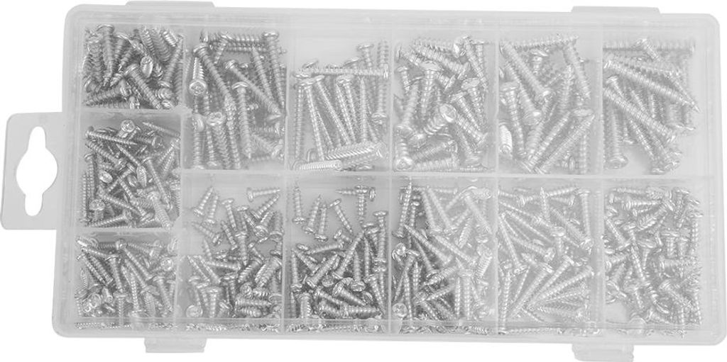 550-teiliges Set Kreuz-Rundkopf-Selbstbohrschrauben M3, M3,5, M4, M5 mit Box
