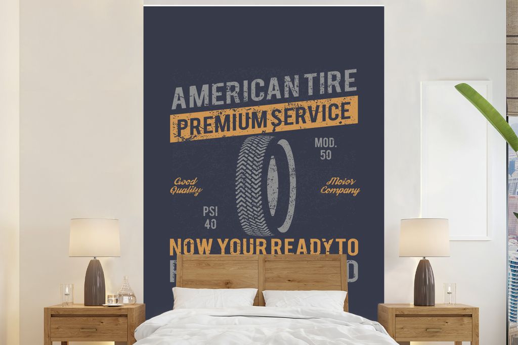 MuchoWow Fototapete für Wohnzimmer oder Schlafzimmer Wandtapete Vinyl Motivtapete Jahrgang - Amerika - Band - 170x260 cm - Wohnzimmertapete