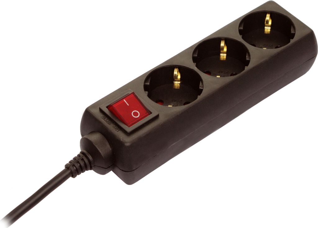 as-Schwabe 3-fach Steckdosenleiste Schalter 230V 16A 1,4m Mehrfachsteckdose IP20