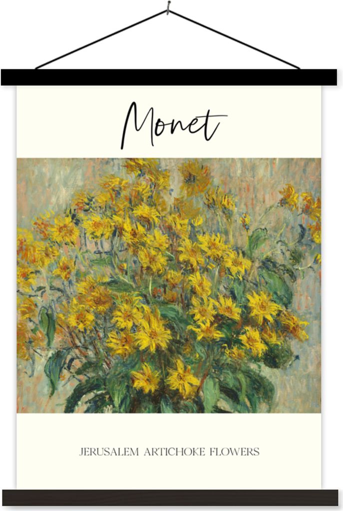 MuchoWow Textilposter Monet - Gemälde - Topinamburblüten 120x160 cm mit schwarzem Rahmen - Magnetischer