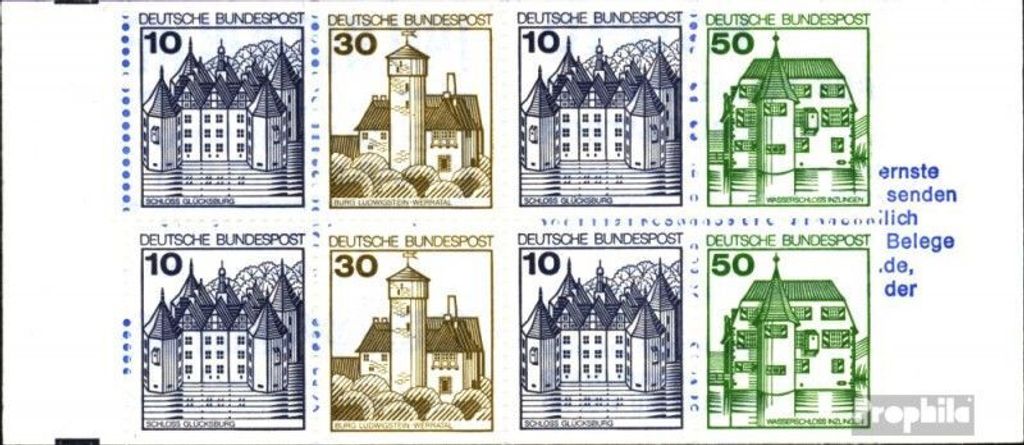 Briefmarken BRD (BR.Deutschland) 1980 Mi MH22l mZ mit Zählbalken (kompl.Ausg.) postfrisch Burgen und Schlösser