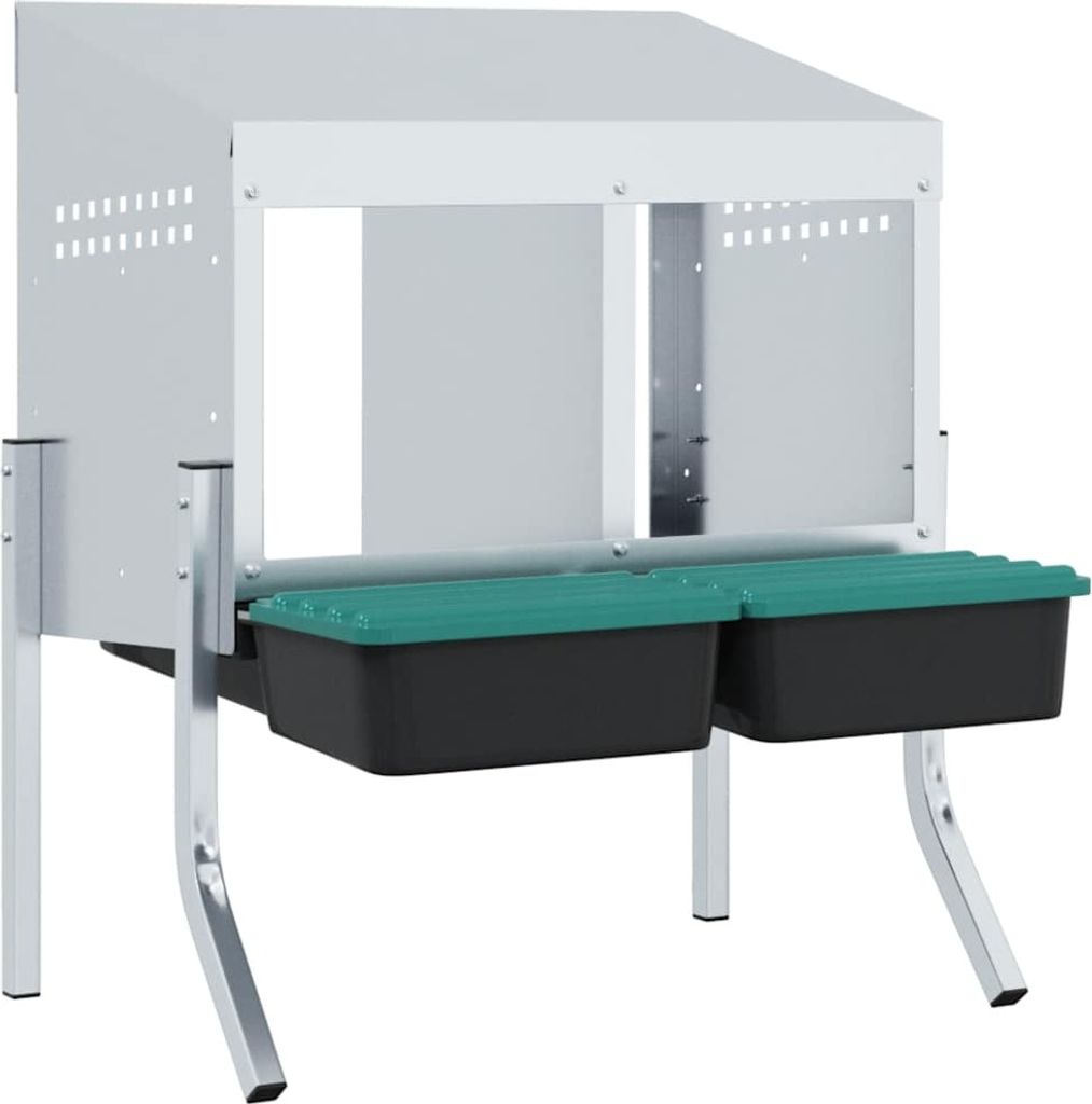 Hühner-Nistkasten 2 Fächer mit Beinen Verzinkter Stahl