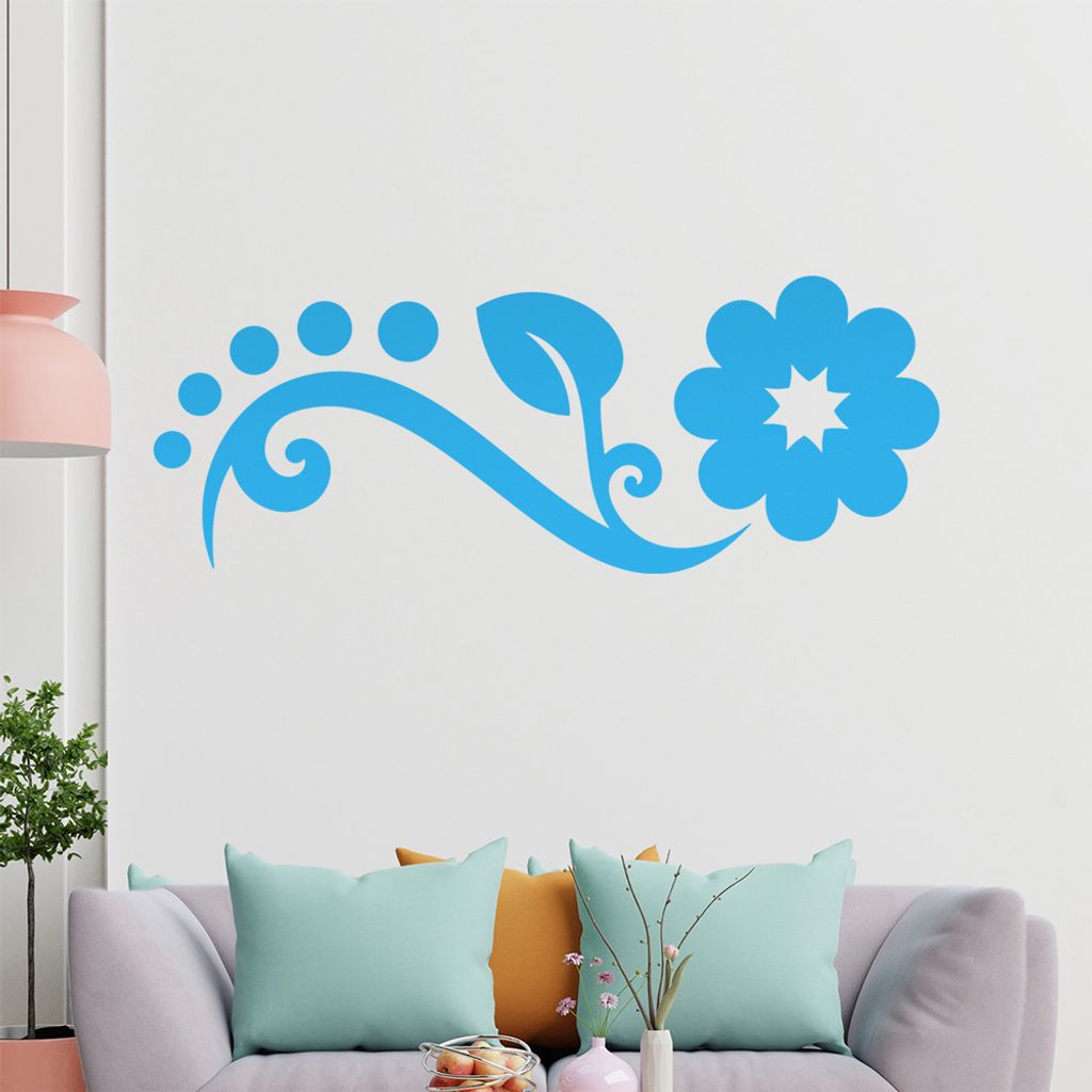 Blume - Linien Punkte Wandtattoo in 6 Größen - Wandaufkleber Wall Sticker - Dekoration, Küche, Wohnzimmer, Schlafzimmer, Badezimmer