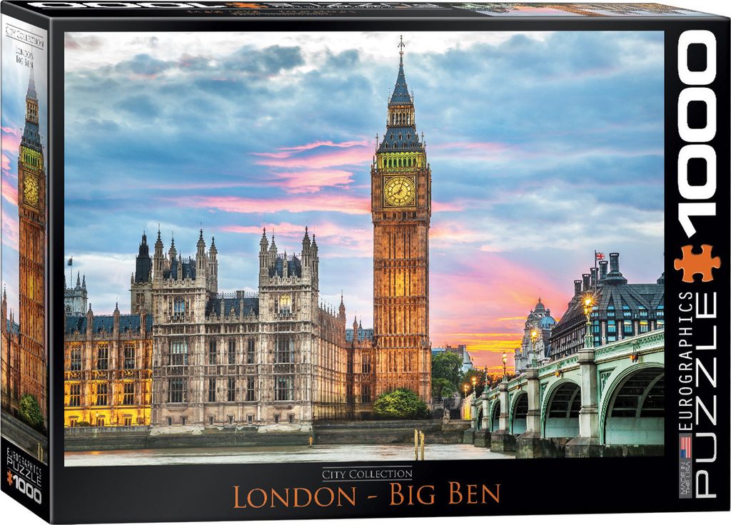 1000 Teile Puzzle - Puzzle - Big Ben Elizabeth Tower in London + Puzzle Alu Rahmen für 1000er