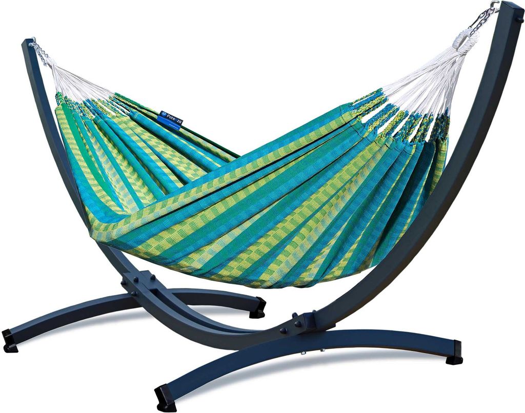 Potenza Outdoor Morena Hängematte mit Verzinkter Tytan Gestell für 2 Personen I 100% Baumwolle Doppelhängematte 230x160 cm, 220kg I Hängematten...