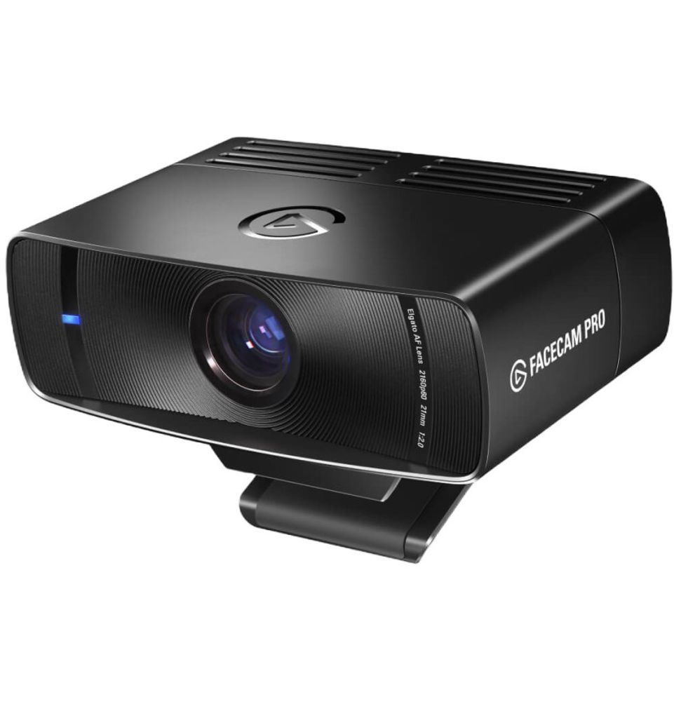 A black Elgato Facecam Pro webcam is shown against a white background.