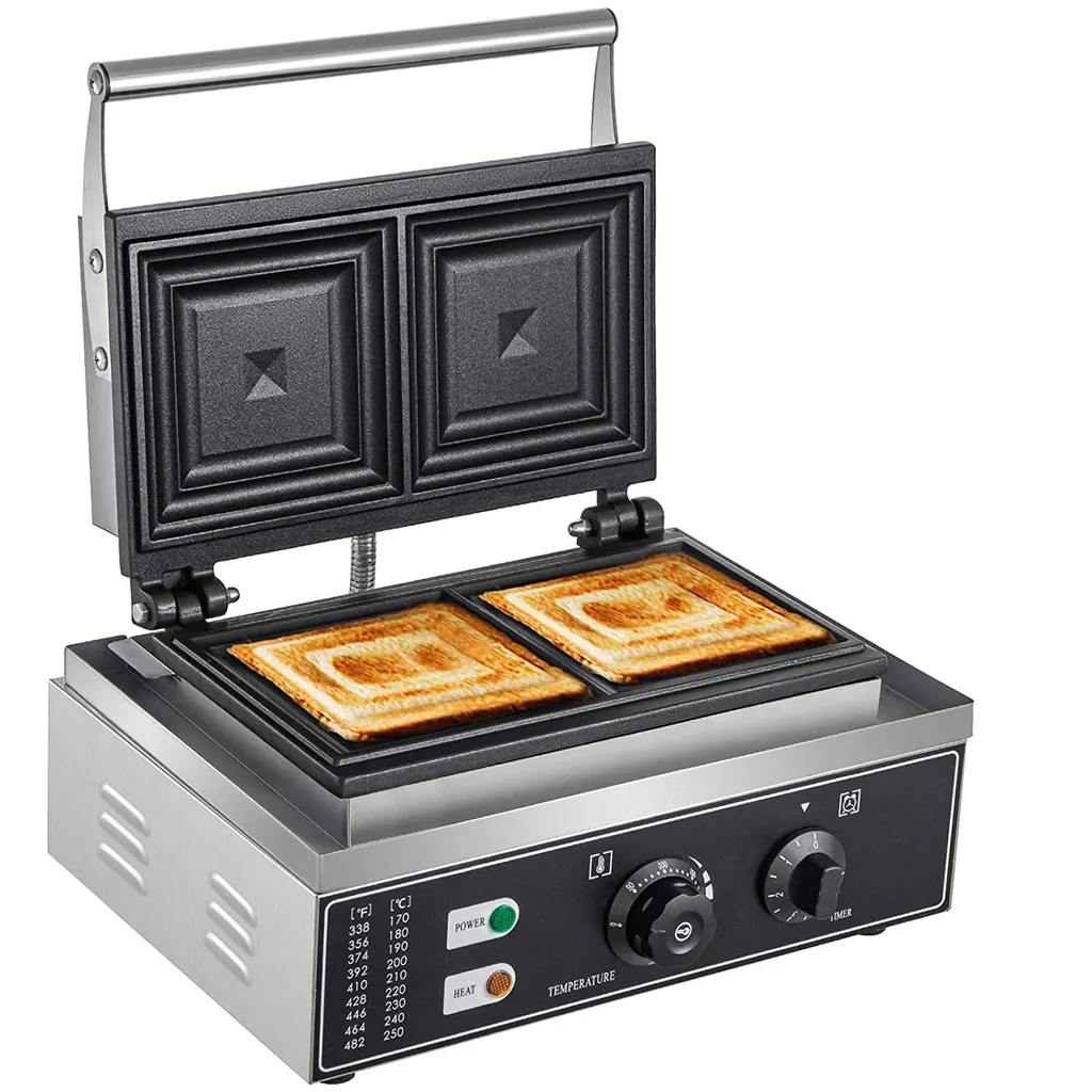 Machine à sandwich électrique 1500W 2 tranches 220V usage commercial - 3