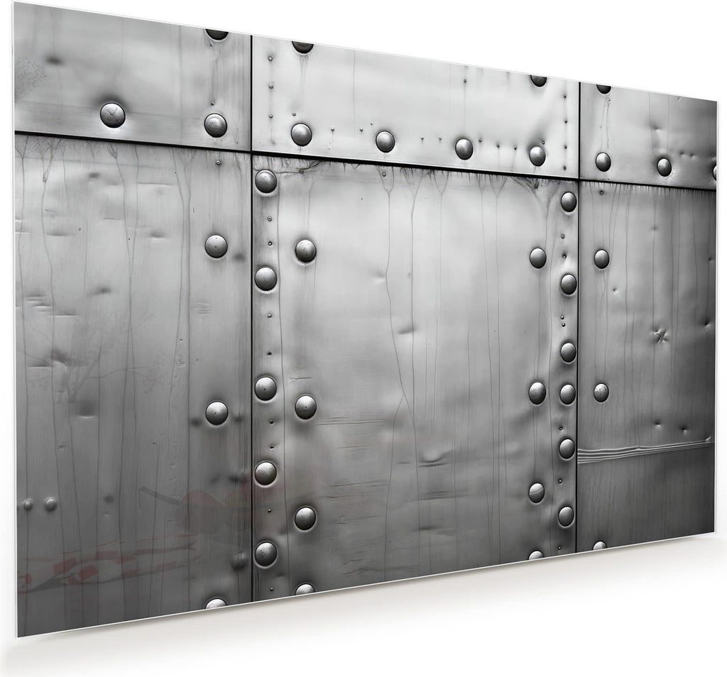 Glasbild 45x30cm in XXL für Wohnzimmer, Schlafzimmer Motiv Metallplattenoptik