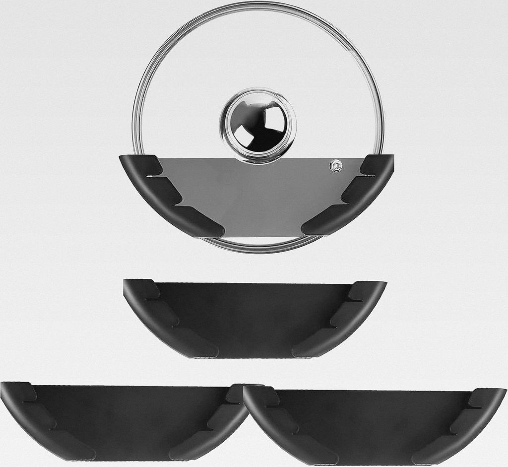 3er Pack Topfdeckelhalter Wand Set aus Kunststoff - Passend für 6-13,5in Große Pfannendeckel - Selbstklebendes Deckelhalter Küche Set zur Wandmo...