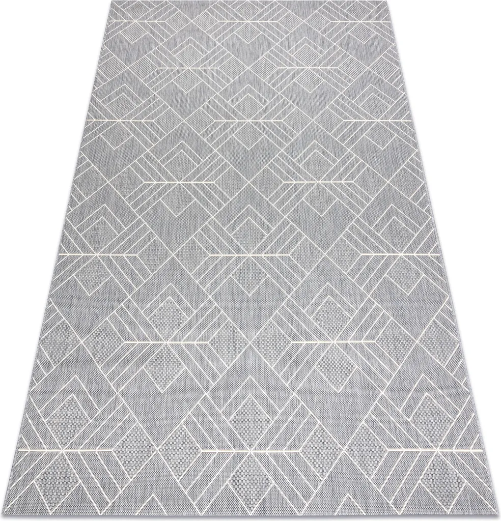 Tapis Sisal Synthétique Gris 120x170 cm Résistant à Motif Géométrique