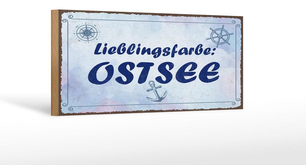 Holzschild Spruch 27x10 cm Lieblingsfarbe Ostsee Deko Schild