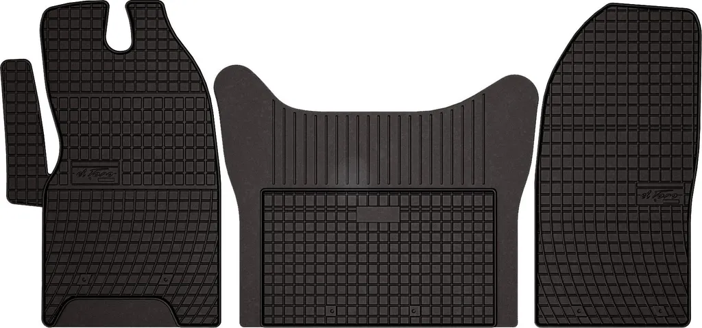 Tappetini auto in gomma adatto per Iveco Daily VI (2014-, furgone) neri, set 3 pz, con fissaggi