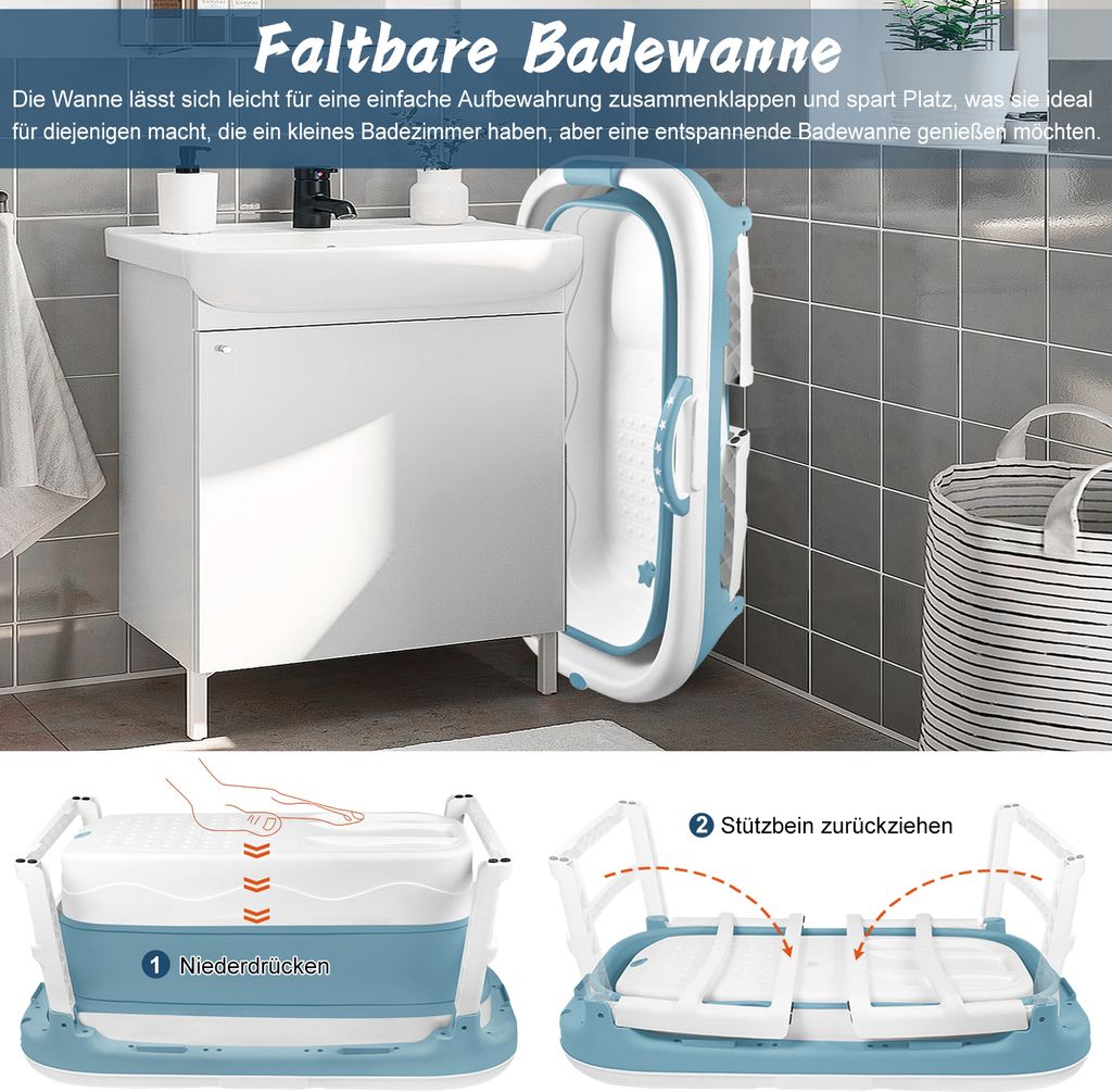 LZQ Faltbare Badewanne 118cm Tragbare Badewanne Produktbild 7