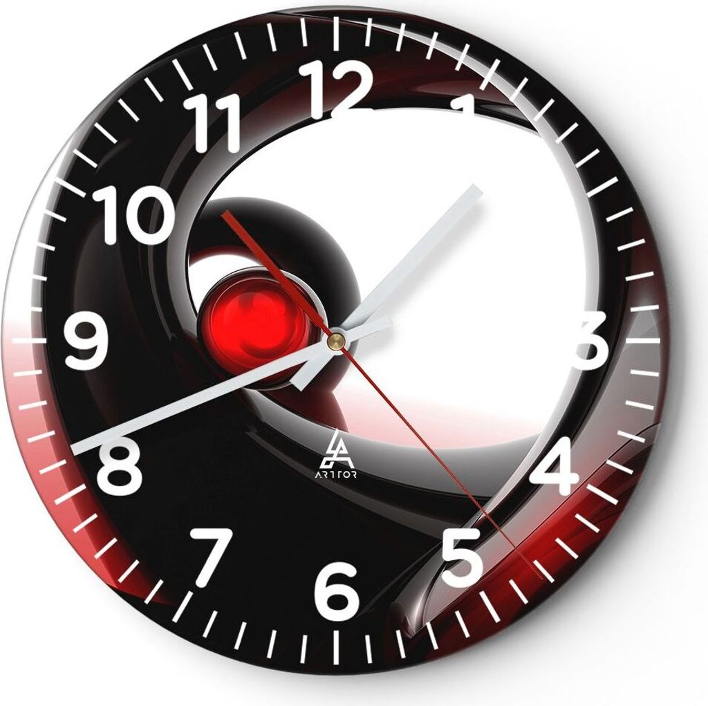 Wanduhr - Rund - Glasuhr - Abstraktion Komposition Glaskugeln - 30x30cm - Schleichendes Uhrwerk - Lautlos - zum Aufhängen bereit - Dekoration Mode...