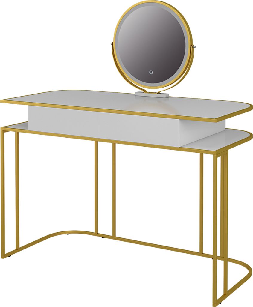 Schminktisch Vicco Tiara Weiß/Gold 110 cm, Model 40757