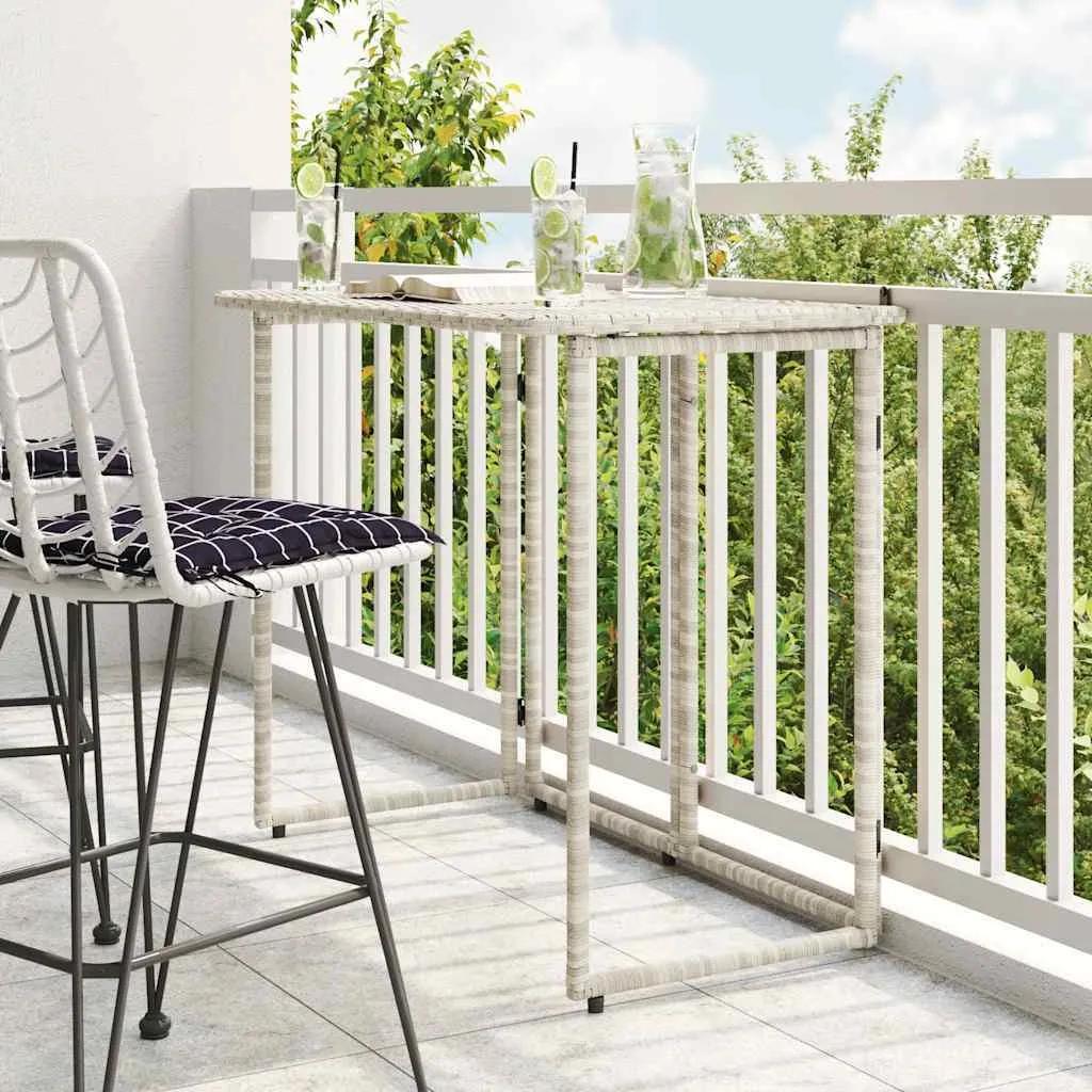 SYFAX™ Tavolo Giardino Pieghevole Grigio Chiaro 90x51x75 cm Polyrattan - 2
