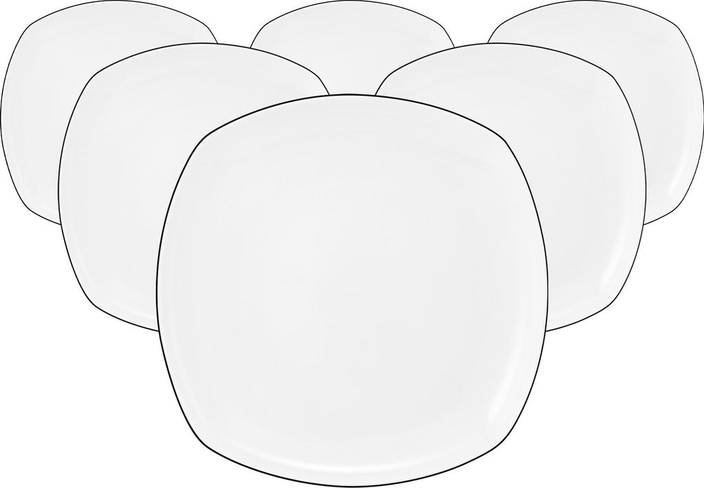 Seltmann Weiden Lido Black Line Speiseteller eckig ø 26 cm 6er Set